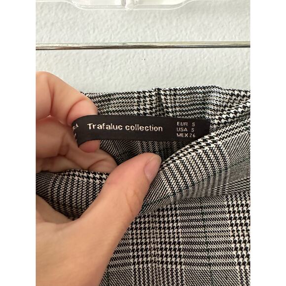 Zara Pants Women's 5 Gray Trafulac Cigarette Glen Plaid Side Stripe Academia - Picture 3 of 10